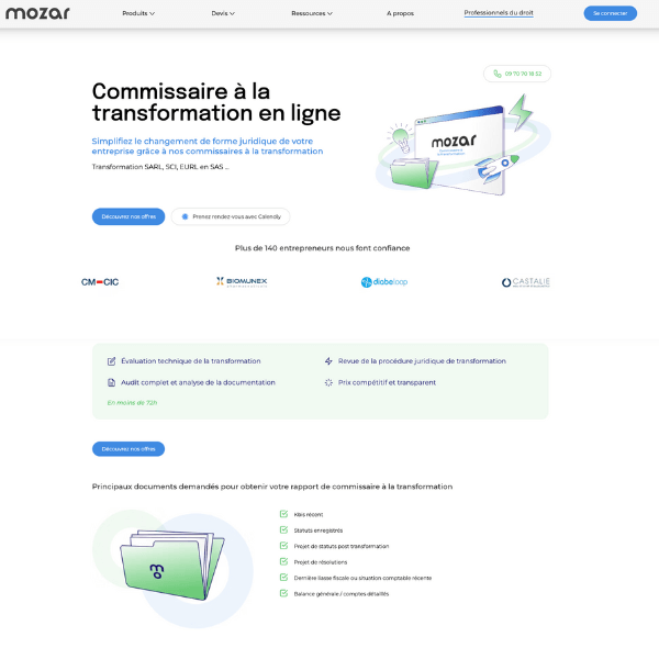 Visuel d'un cas client de landing page Mozar