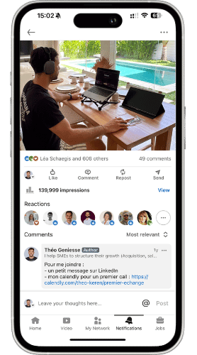 Visuel de mon LinkedIn mobile à destination des dirigeants de PME.