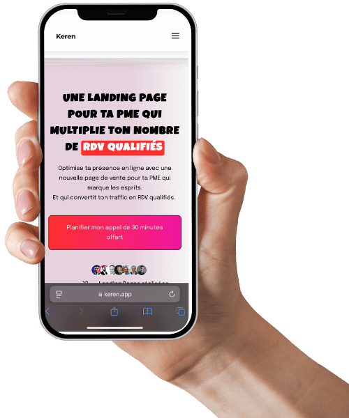 Visuel de la landing page Keren optimisée